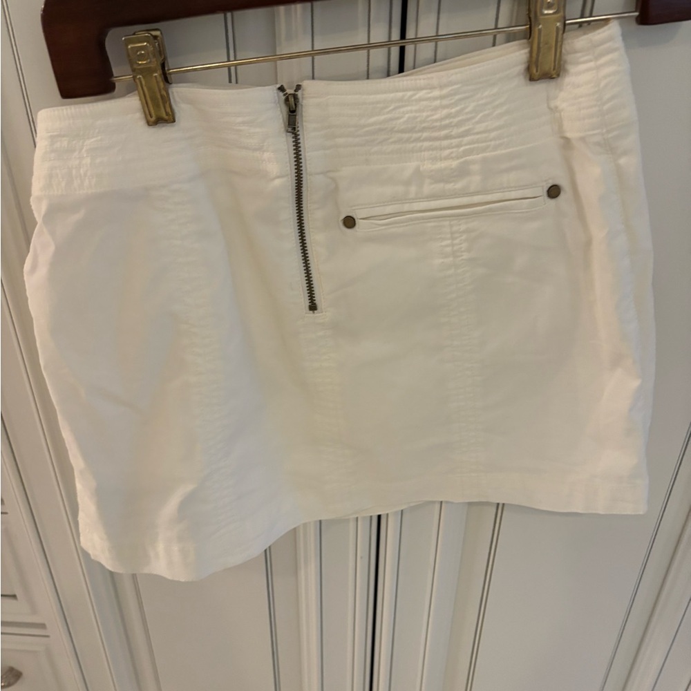 Anthropologie White Mini Skirt with Cargo Pocket and Antique Metal Hooks - Picture 2 of 2
